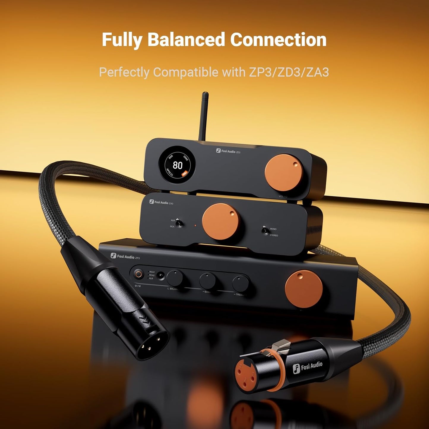 XLR Cable 0.3m by Fosi Audio