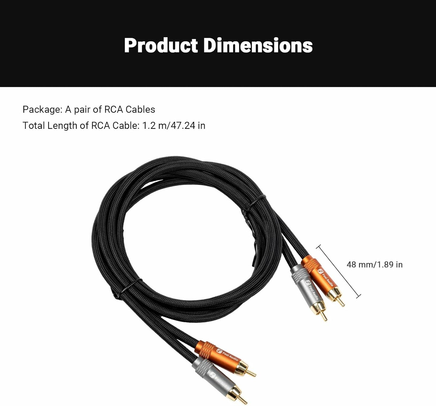 RCA Cable 1.2m by Fosi Audio