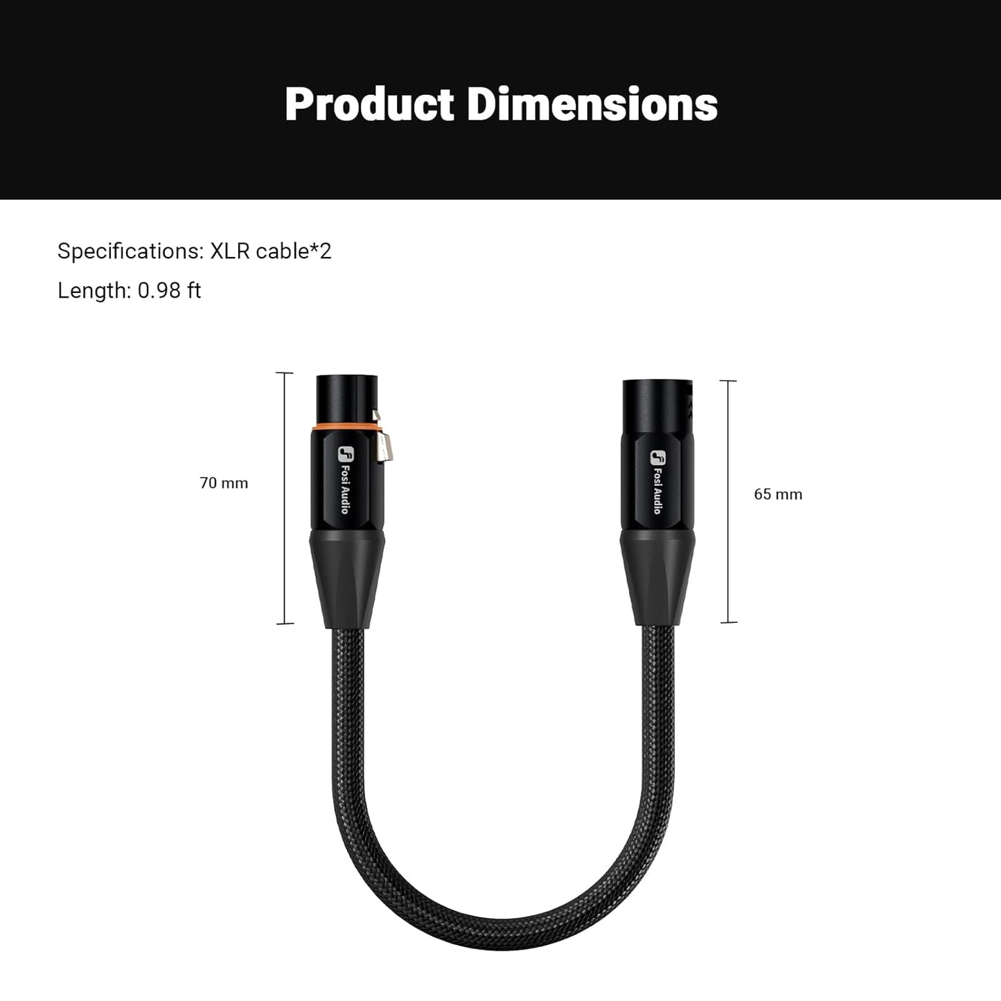 XLR Cable 0.3m by Fosi Audio